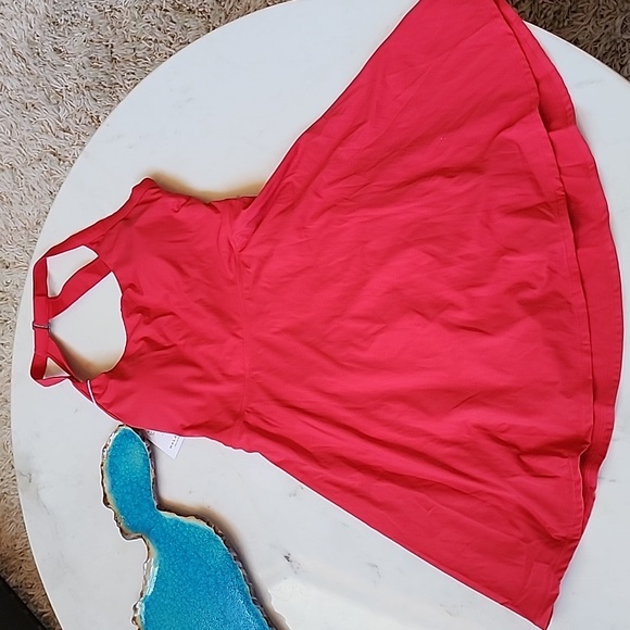 NWT Halara u-neck backless twisted cut-out red Barre & Ballet dress size medium - Picture 14 of 15